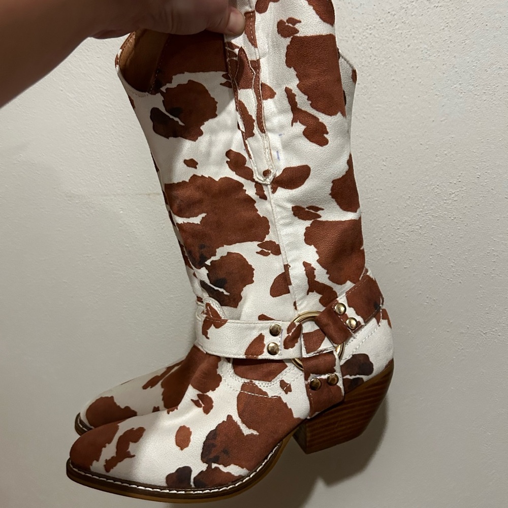 Raider Girl Cow print cowgirl boots